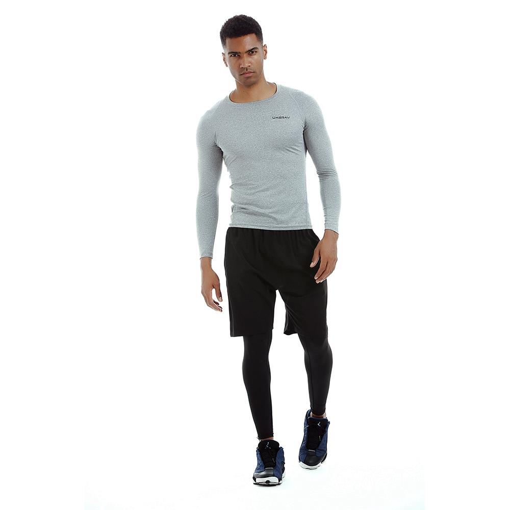 AK34 Men Fitness Sports Training Elastic Long Sleeve Tops T-Shirts Size XXL - Grey