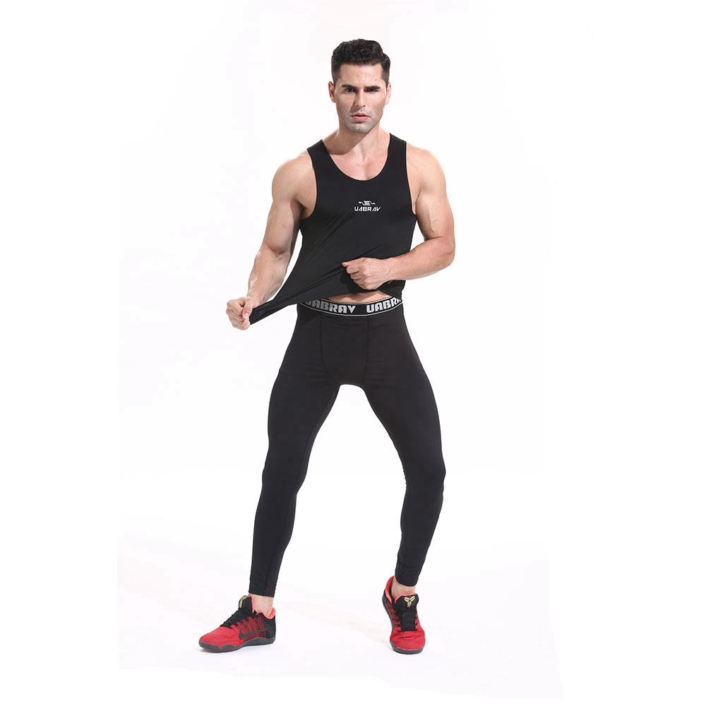 AK01 Men Fitness Round Collar Vest Sports Running Sleeveless Tops Size XL - Black