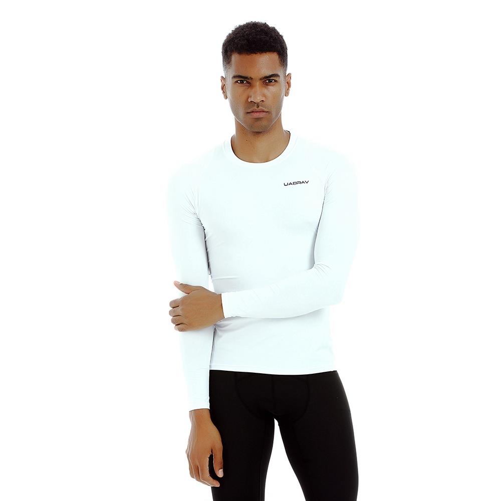 AK34 Men Fitness Sports Training Elastic Long Sleeve Tops T-Shirts Size L - White