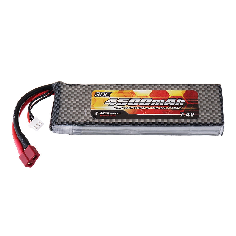 HG RC Car Spare Parts 2S 7.4V 4500mAh 30C Lipo Battery T Plug For P801 P802 P407 P402 P601