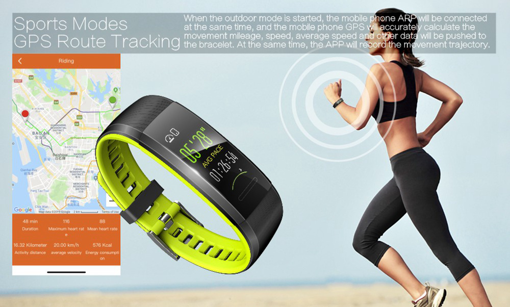 Makibes SR1 Smart Bracelet 0.96 Inch LCD Screen Heart Rate Sleep Monitor IP68 Waterproof Band Support Strava - Gray
