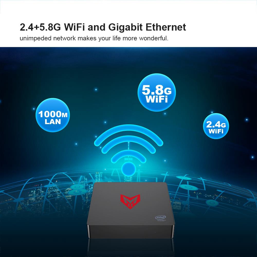 MII Intel Apollo Lake J4205 8GB DDR4 128GB SSD Windows 10 Mini PC Dual Band WiFi Bluetooth Gigabit LAN USB3.0 HDMI X 2