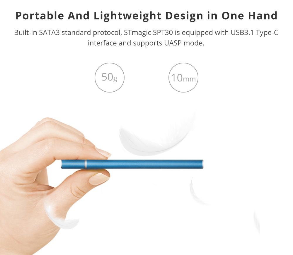 STmagic SPT30 512G Mini Portable M.2 SSD USB3.1 To Type-C Solid State Drive Read Speed 480MB/s - Gray