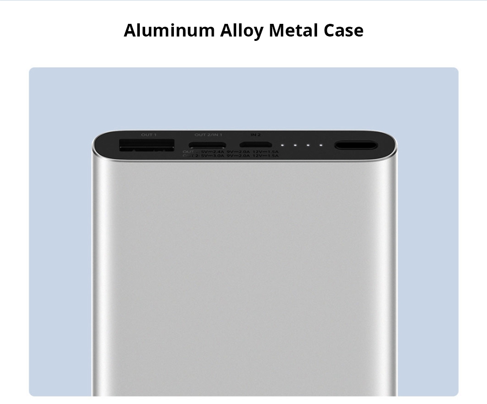 Xiaomi Mi3 10000mAh Power Bank USB-C Two-way Fast Charge - Silver