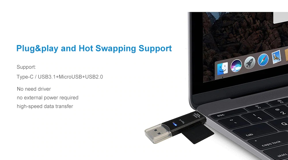 Type-C 5 In 1 OTG Card Reader Adapter Support SD / TF /Type-C / USB 3.0 / Micro USB - Black