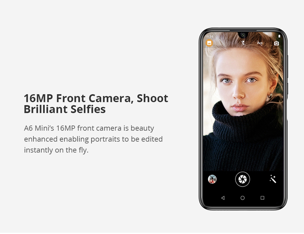 Elephone A6 Mini 5.71 Inch 4G LTE Smartphone MT6761 4GB 32GB 16.0MP+2.0MP Dual Rear Cameras Android 9.0 Face ID Fast Charge - Black