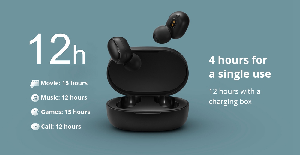Xiaomi Redmi AirDots TWS Bluetooth 5.0 Earbuds 4 Hours Working Time Noise Reduction - Black