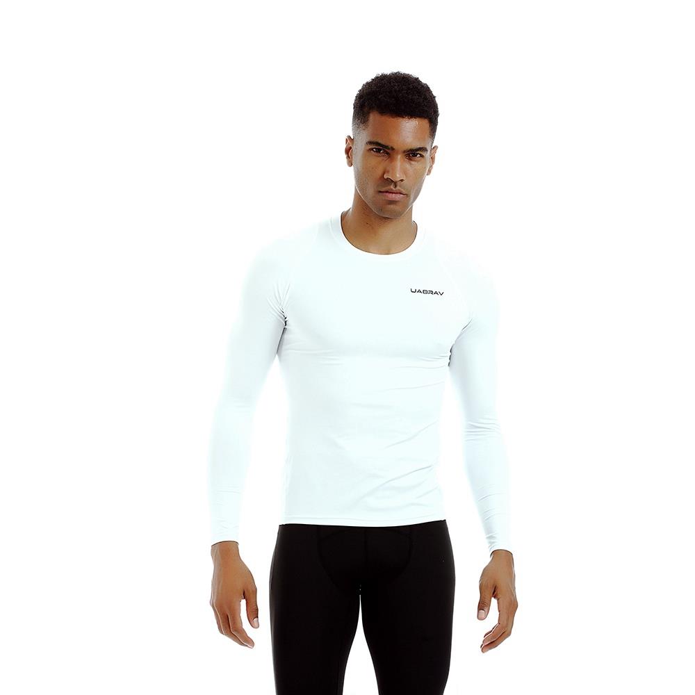 AK34 Men Fitness Sports Training Elastic Long Sleeve Tops T-Shirts Size L - White