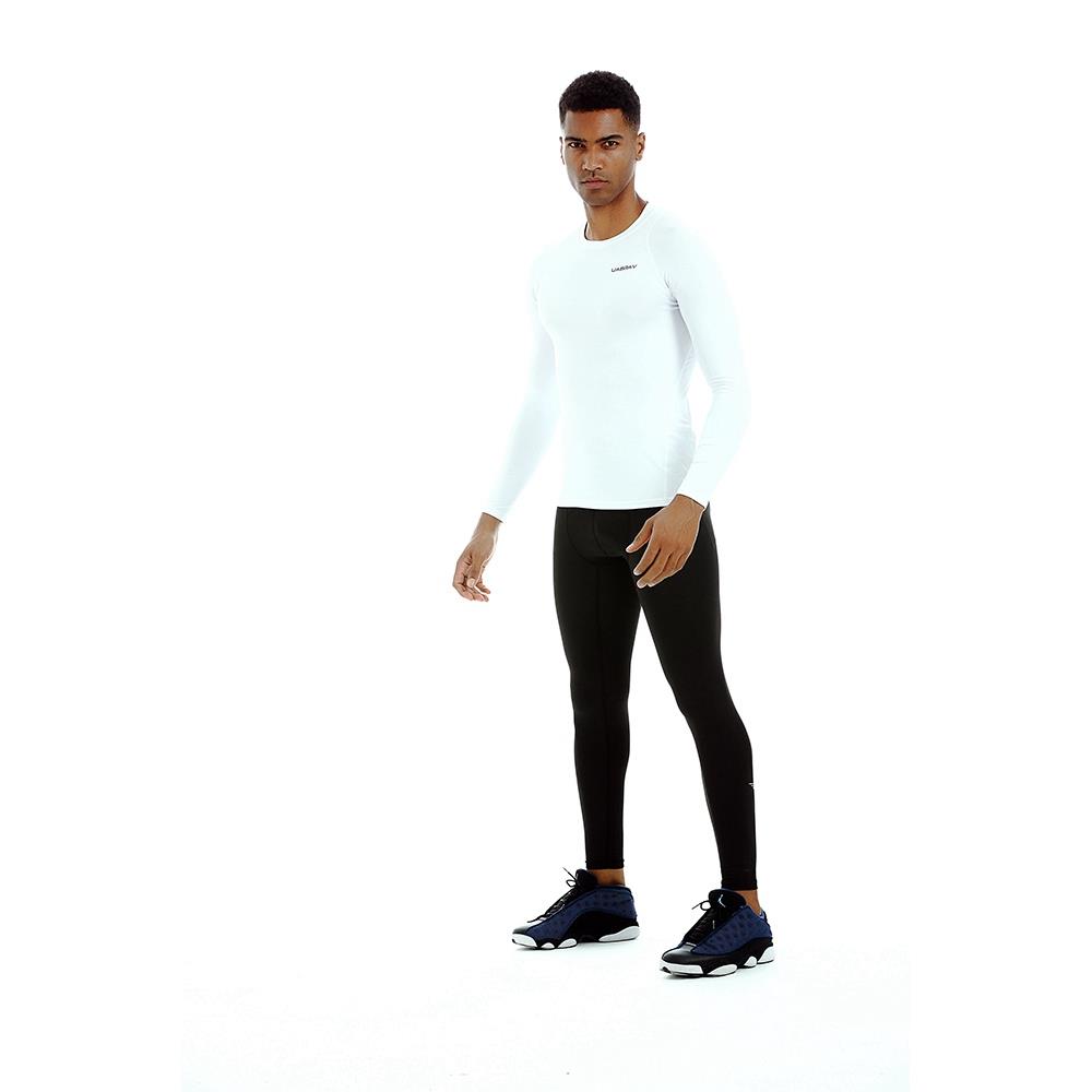 AK34 Men Fitness Sports Training Elastic Long Sleeve Tops T-Shirts Size L - White