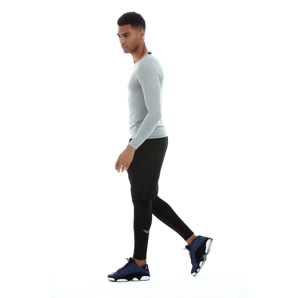 AK34 Men Fitness Sports Training Elastic Long Sleeve Tops T-Shirts Size XXL - Grey