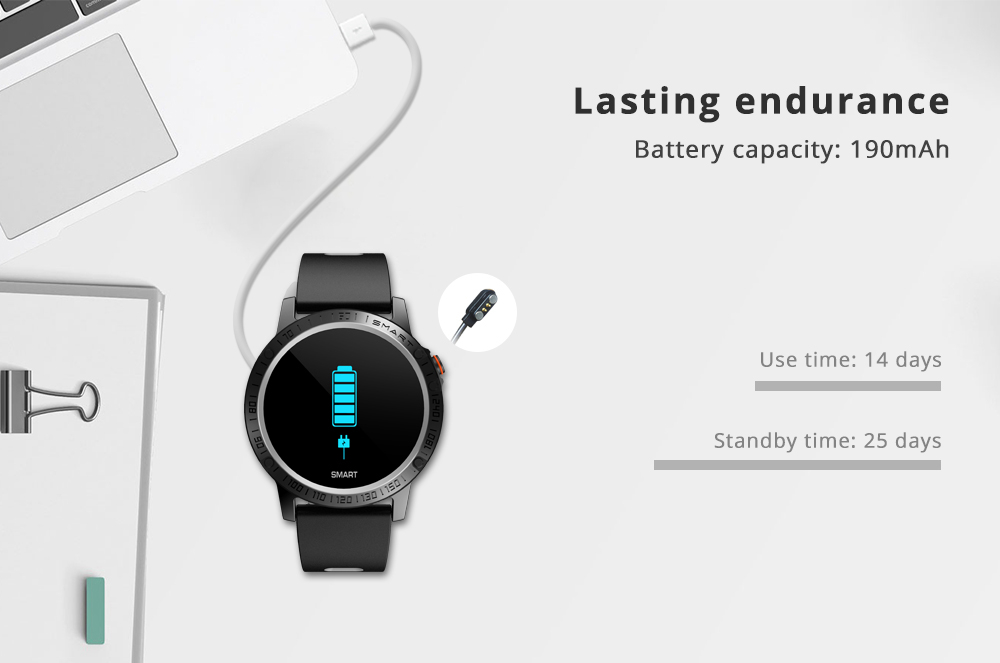 Makibes T6 Pro Smart Watch 1.3 Inch IPS Screen Heart Rate Blood Pressure Monitor IP68 Multiple Sports Modes - Gray