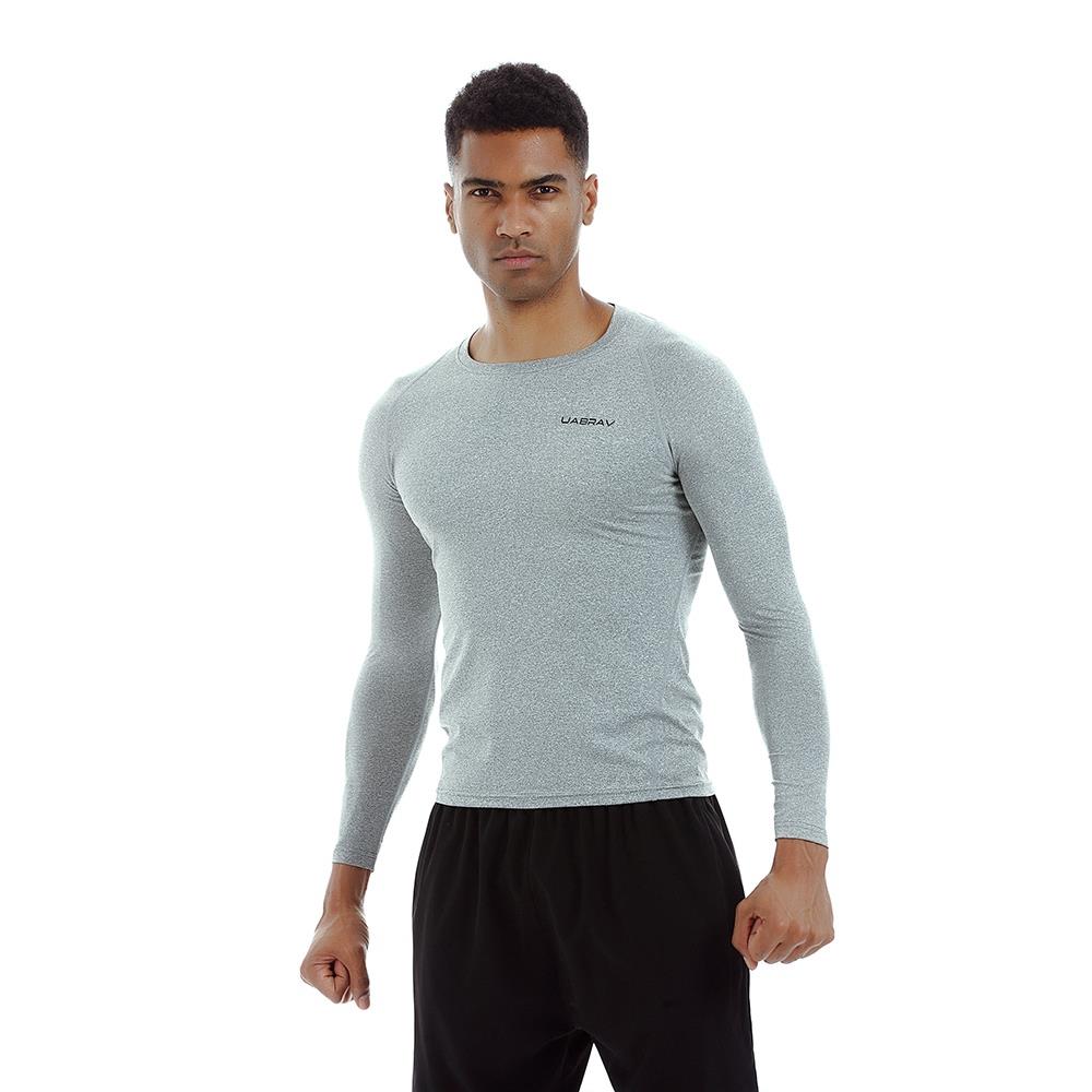 AK34 Men Fitness Sports Training Elastic Long Sleeve Tops T-Shirts Size XXL - Grey