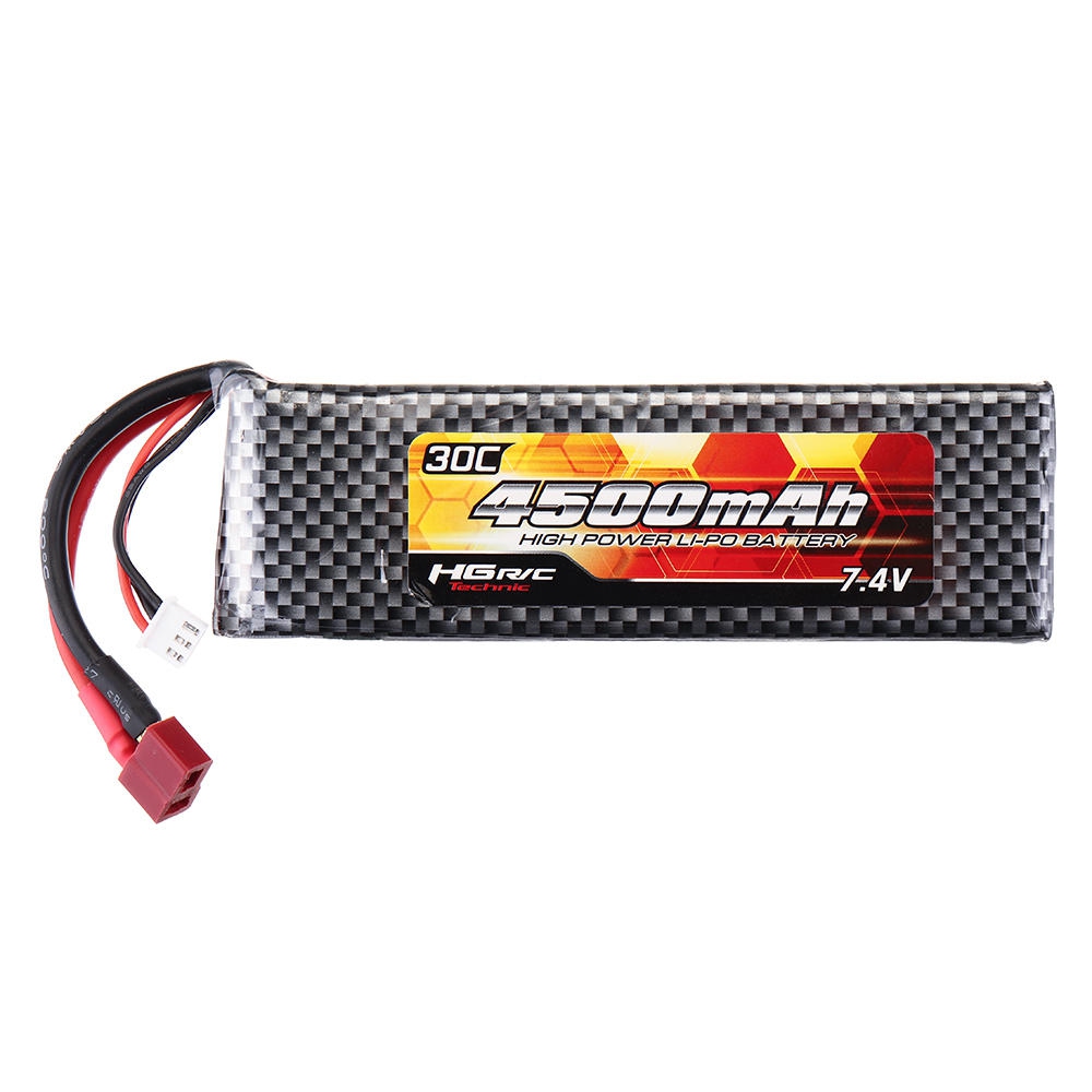 HG RC Car Spare Parts 2S 7.4V 4500mAh 30C Lipo Battery T Plug For P801 P802 P407 P402 P601