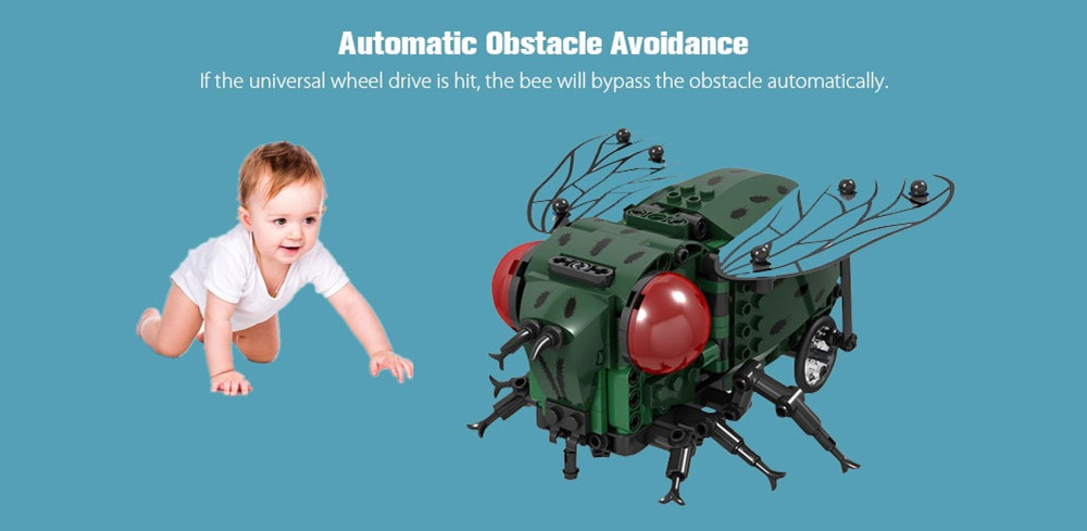 Mofun 7114 280PCS DIY Electric Fly Assembling Building Blocks RC Smart Robot With Automatic Obstacle Avoidance