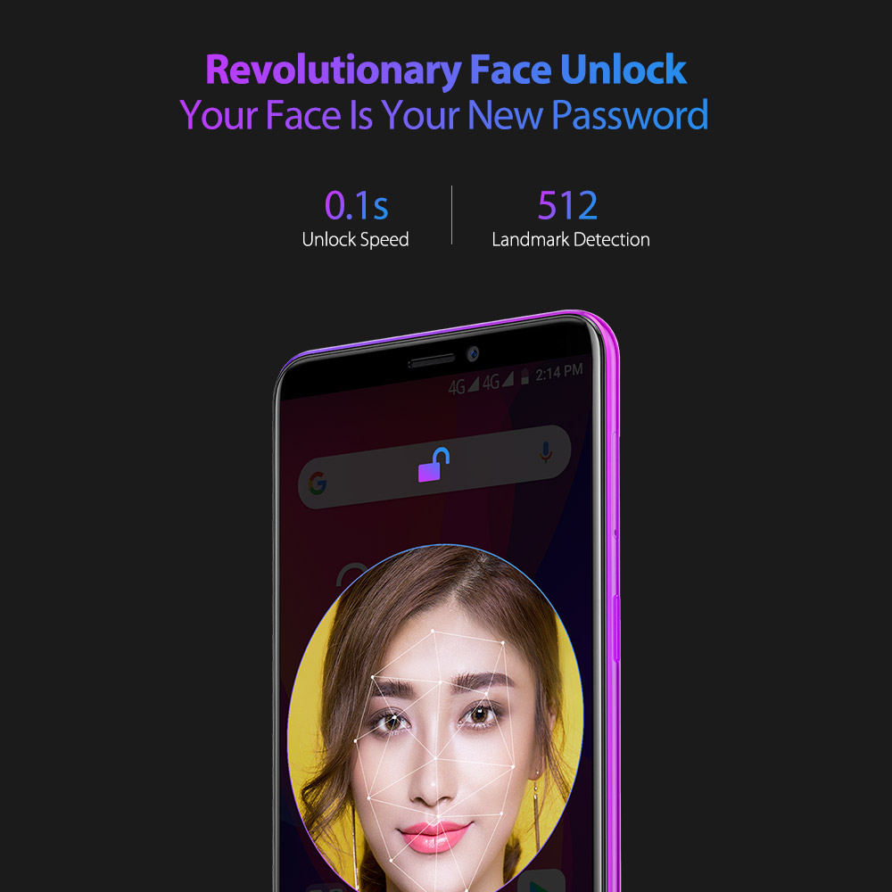 Ulefone Power 3L 6.0 Inch 4G LTE Smartphone MT6739 2GB 16GB 8.0MP+5.0MP Dual Rear Cameras Android 8.1 Face ID NFC 6350mAh - Gold