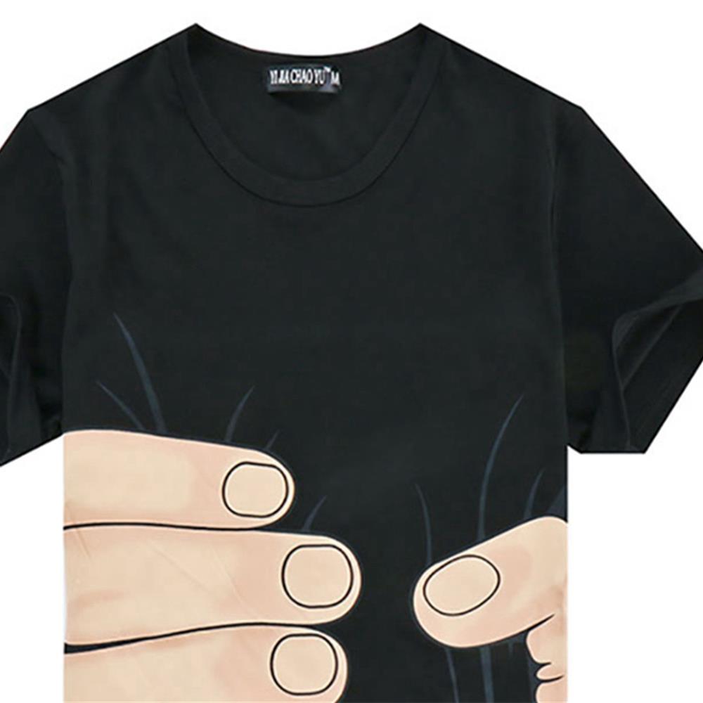 YJ01 Men 3D Printed T-shirt Short Sleeve Round Neck Tops Size XXL - Black
