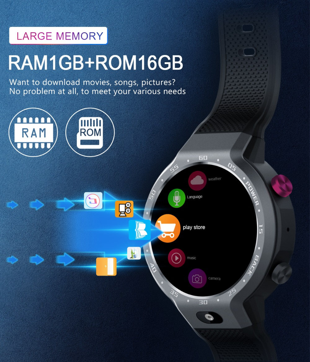 LEMFO LEM9 4G Smartwatch Phone Android 7.1 MTK6739+NRF52840 Dual System 1GB RAM 16GB ROM 1.39 inch Screen GPS Heart Rate Monitor - Gray