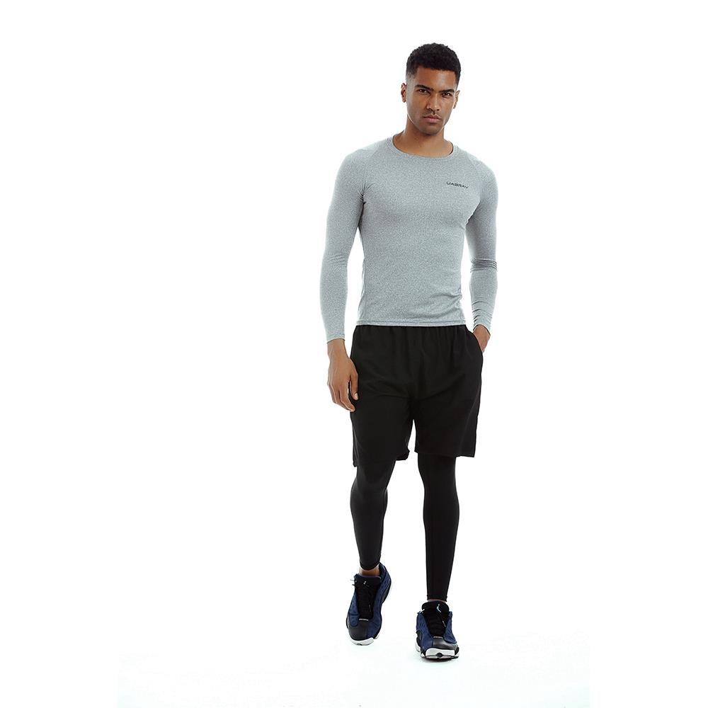 AK34 Men Fitness Sports Training Elastic Long Sleeve Tops T-Shirts Size XXL - Grey
