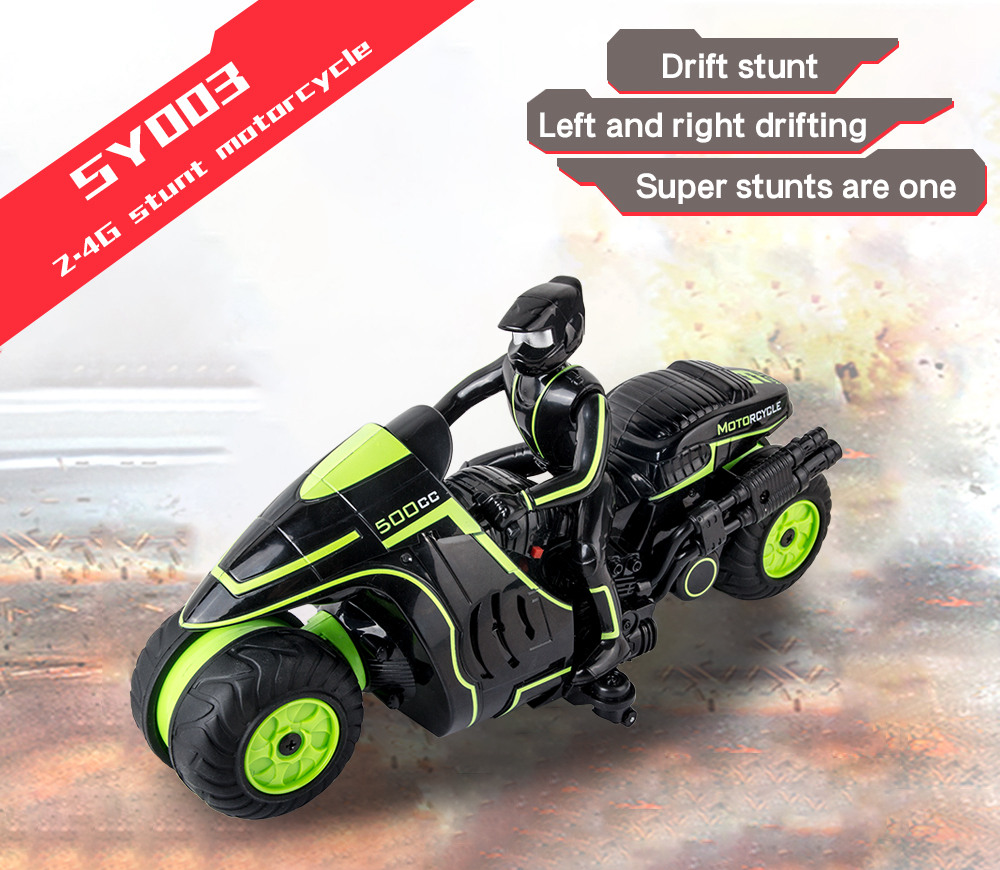 JDRC SY003 2.4G Side-row Special Effects RC Motorcycle RTR - Black + Green