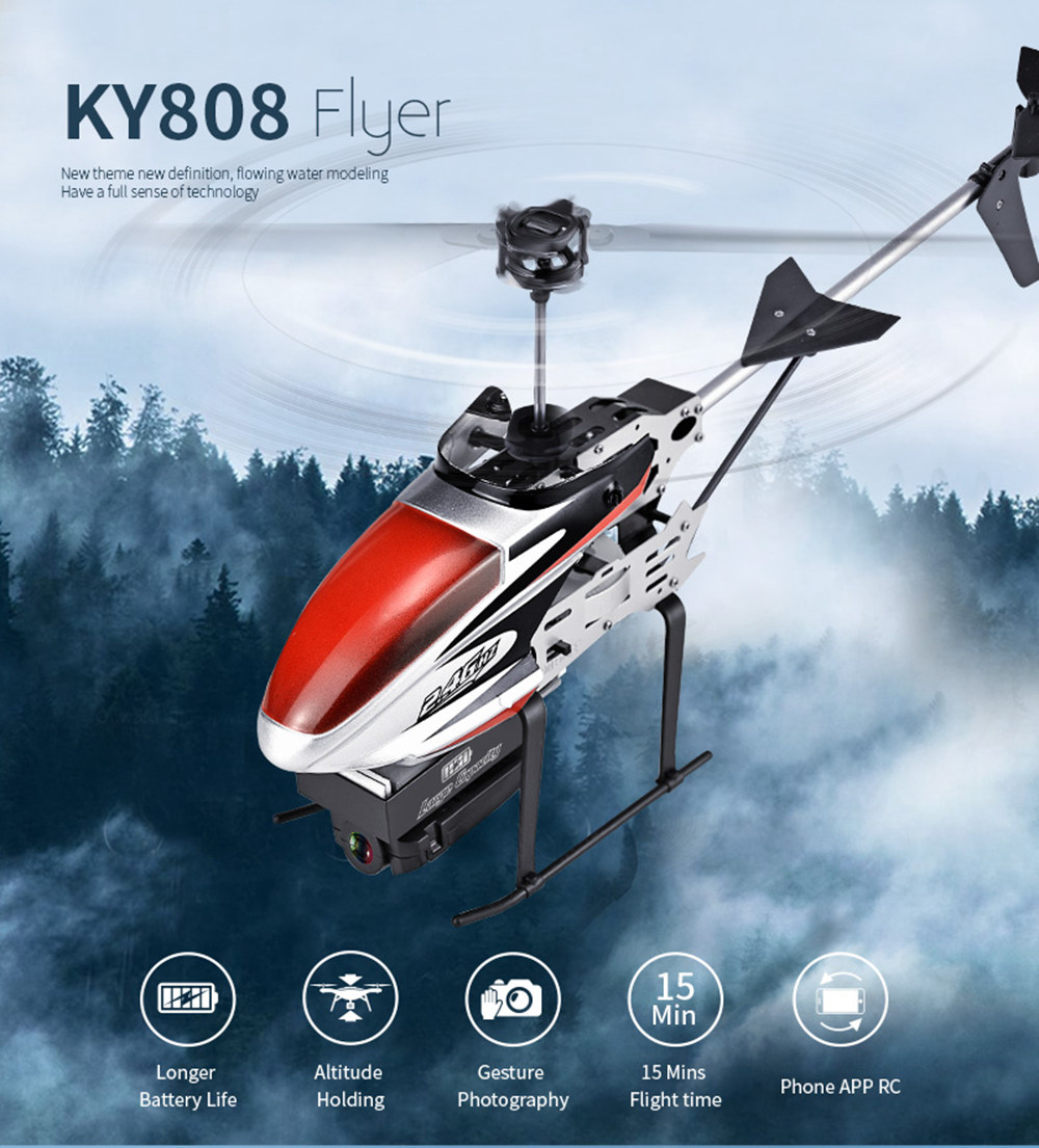 KY808W 5MP WiFi 2.4G 4CH 6-Axis FPV RC Helicopter Altitude Hold Mode RTF - Red