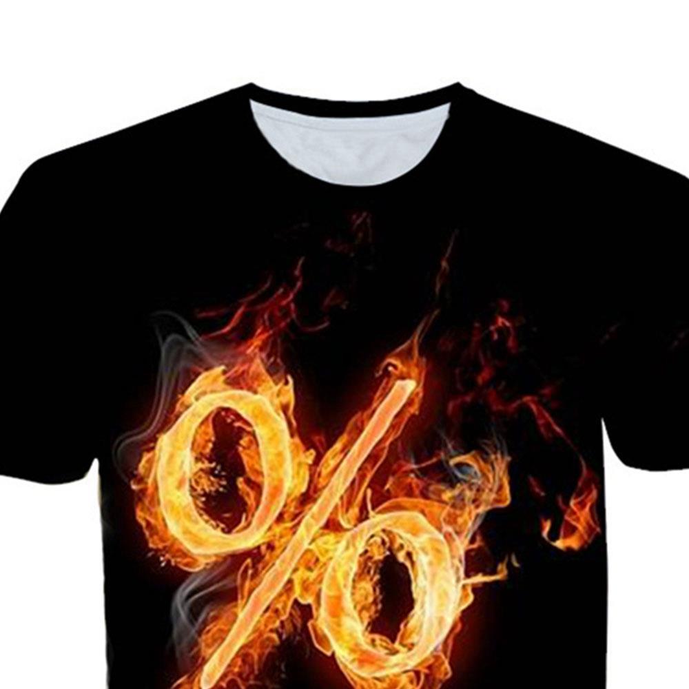 T29 Men 3D Printed T-shirt Sports Casual Short Sleeve Round Neck Tops Size L - Black