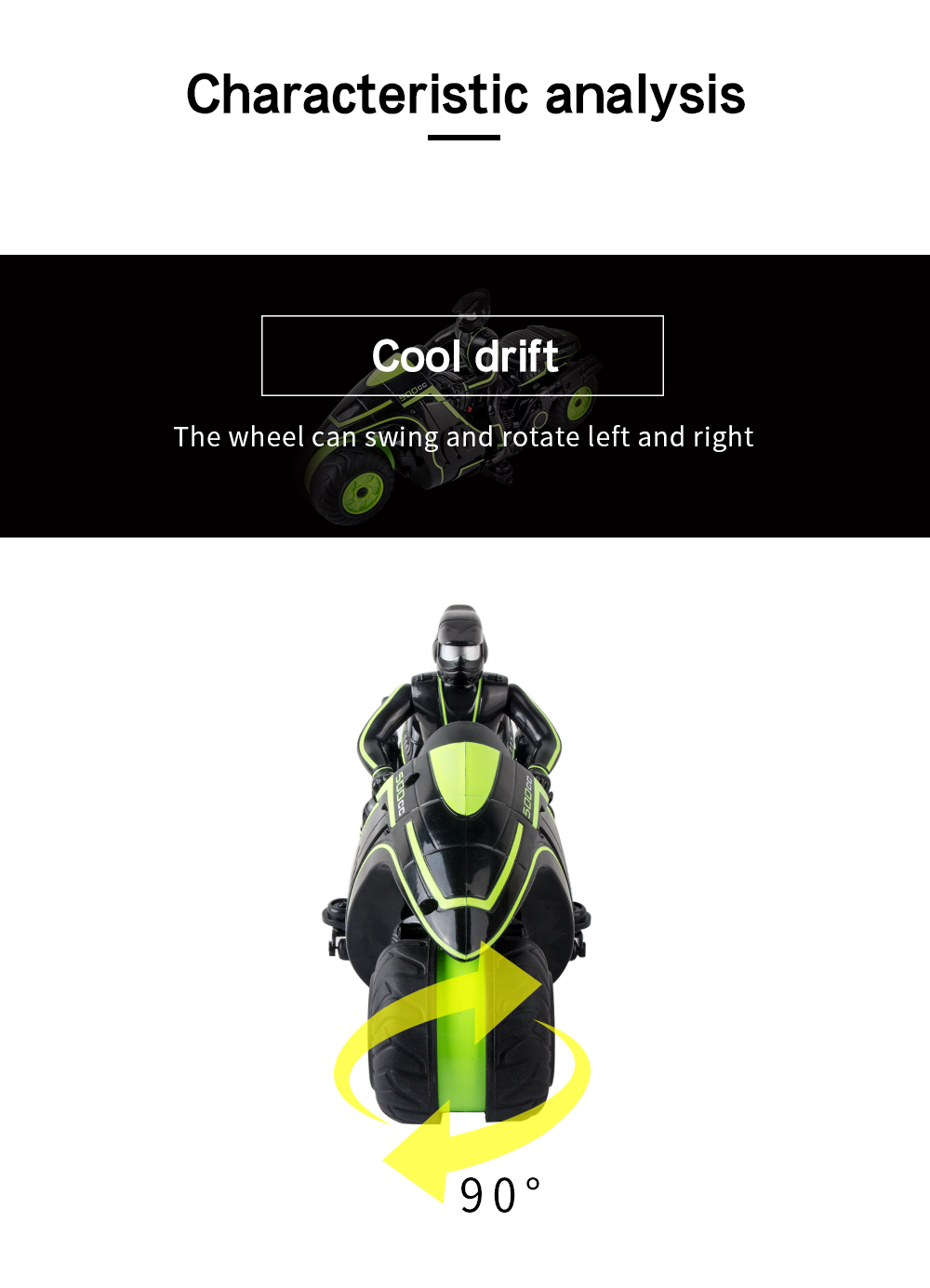JDRC SY003 2.4G Side-row Special Effects RC Motorcycle RTR - Black + Green