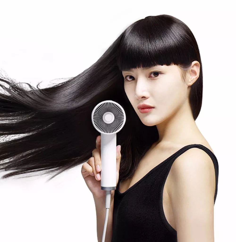 XIAOMI ZHIBAI Hair Dryer Mini Portable Anion 1800W 2 Speed Temperature Control Blow Dryer for Travel home - white