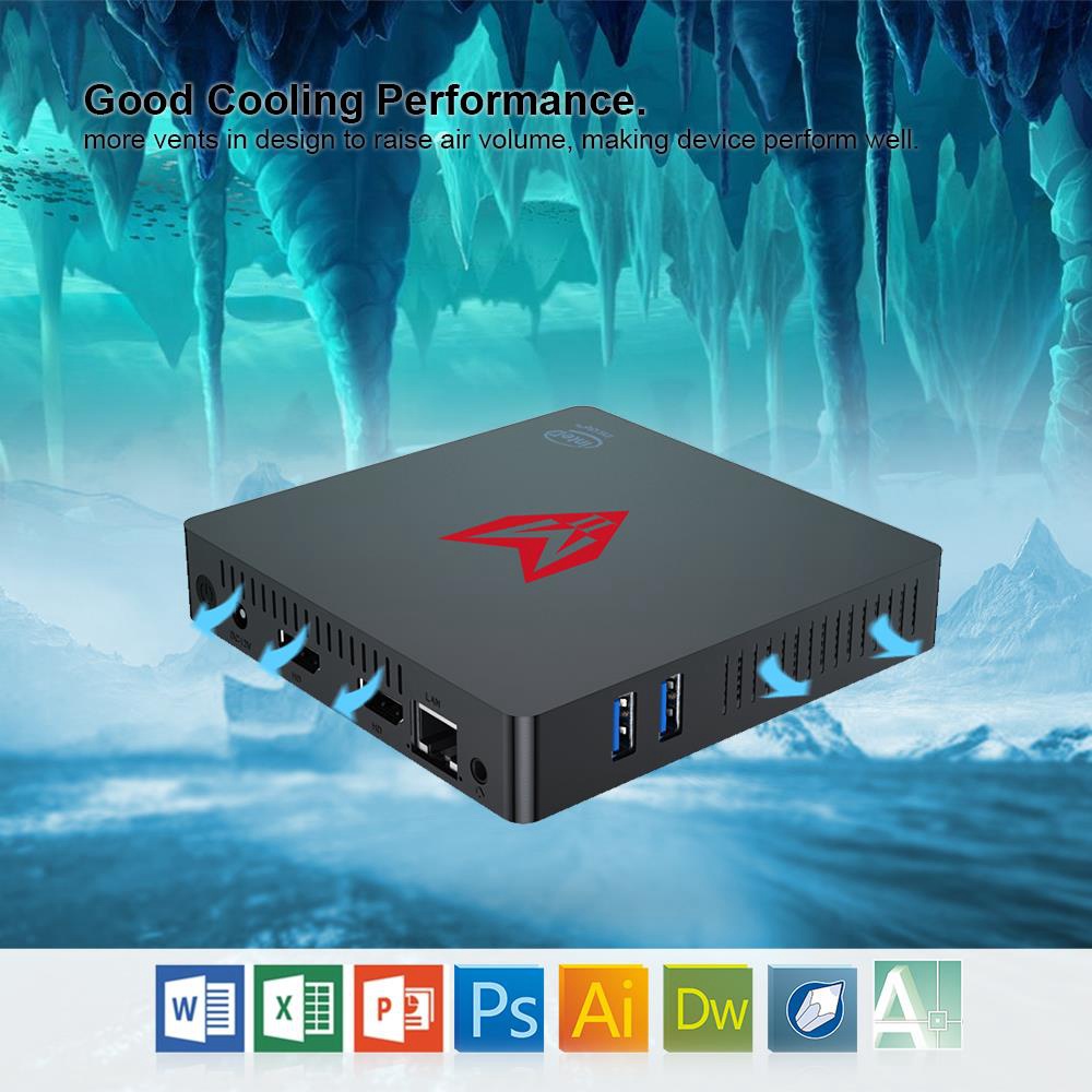MII Intel Apollo Lake J4205 8GB DDR4 128GB SSD Windows 10 Mini PC Dual Band WiFi Bluetooth Gigabit LAN USB3.0 HDMI X 2