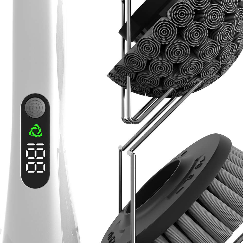 Phaewo Electric Spin Scrubber with LED Display Long Extension Handle Cleaning Brush - White