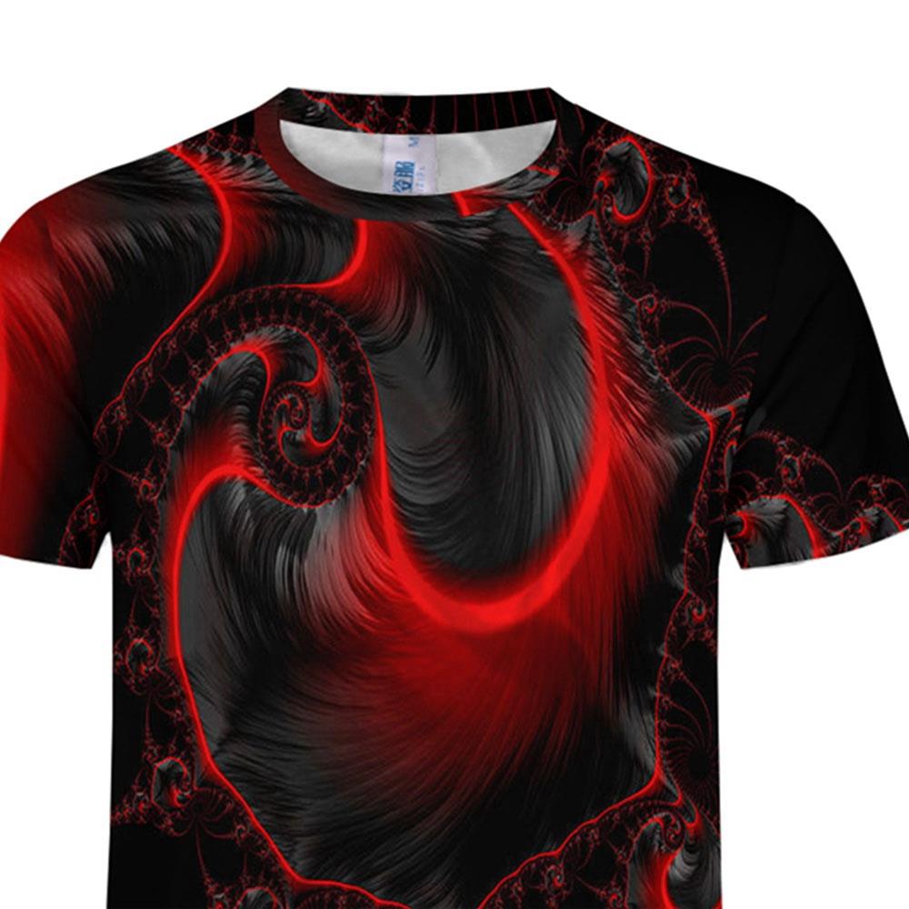 FD26 Men 3D Printed T-shirt Sports Casual Short Sleeve Round Neck Tops Size M - Red