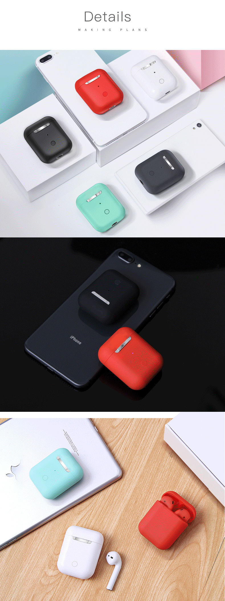 i12 TWS Bluetooth 5.0 Earbuds Tap Control Stereo Sound Standard Edition - Blue