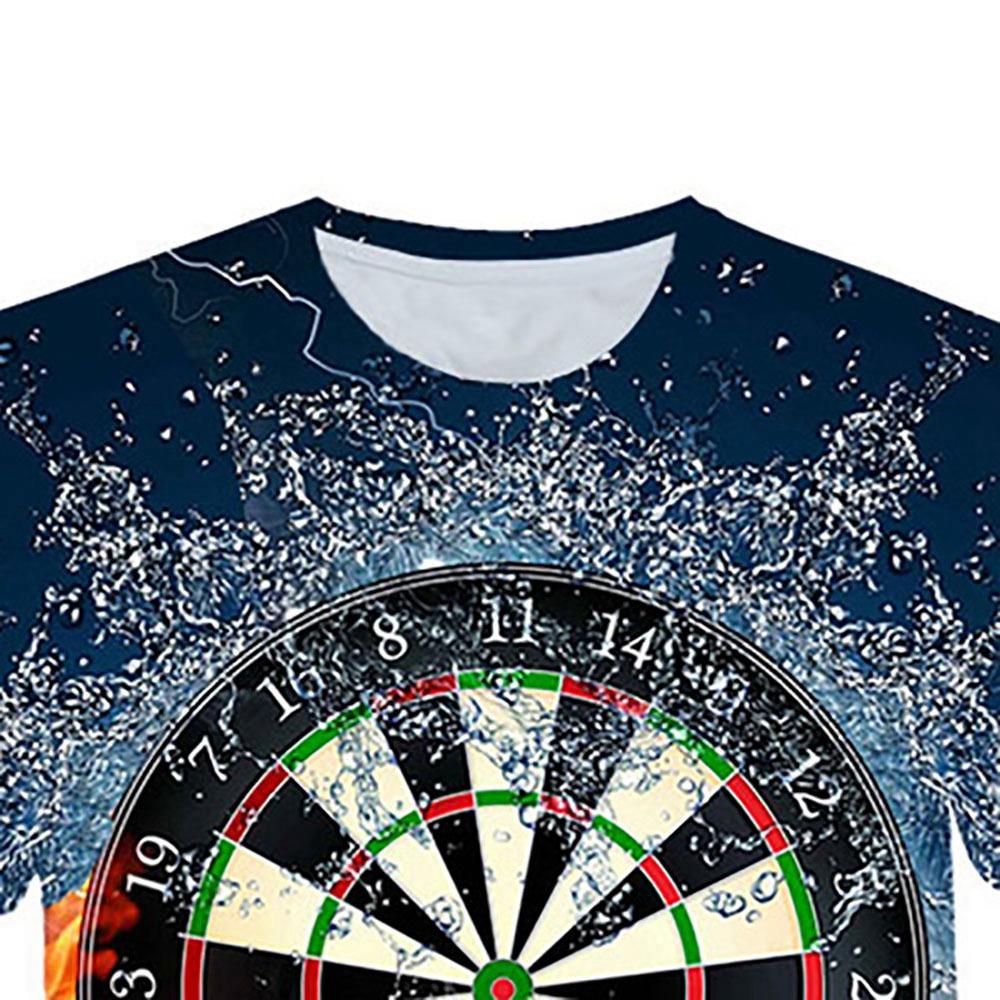 TX24 Men 3D Printed T-shirt Sports Casual Short Sleeve Round Neck Tops Size L - Blue
