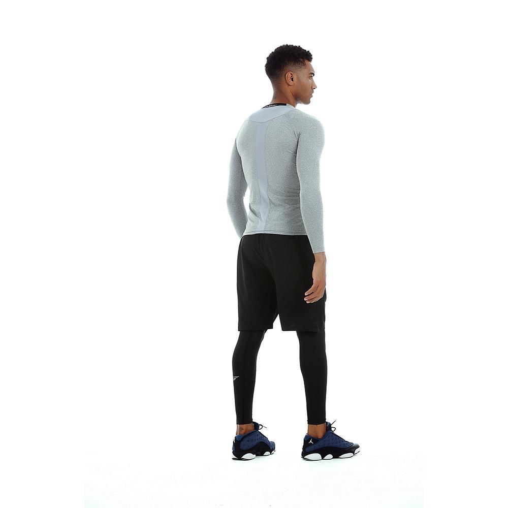 AK34 Men Fitness Sports Training Elastic Long Sleeve Tops T-Shirts Size XXL - Grey