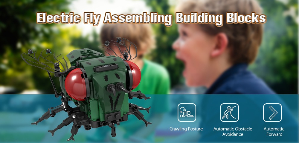 Mofun 7114 280PCS DIY Electric Fly Assembling Building Blocks RC Smart Robot With Automatic Obstacle Avoidance