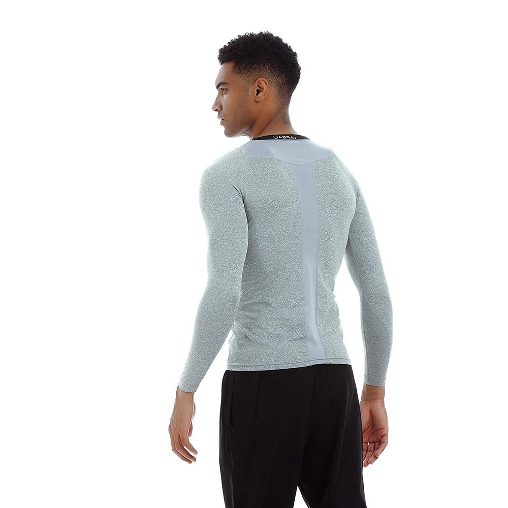 AK34 Men Fitness Sports Training Elastic Long Sleeve Tops T-Shirts Size XXL - Grey