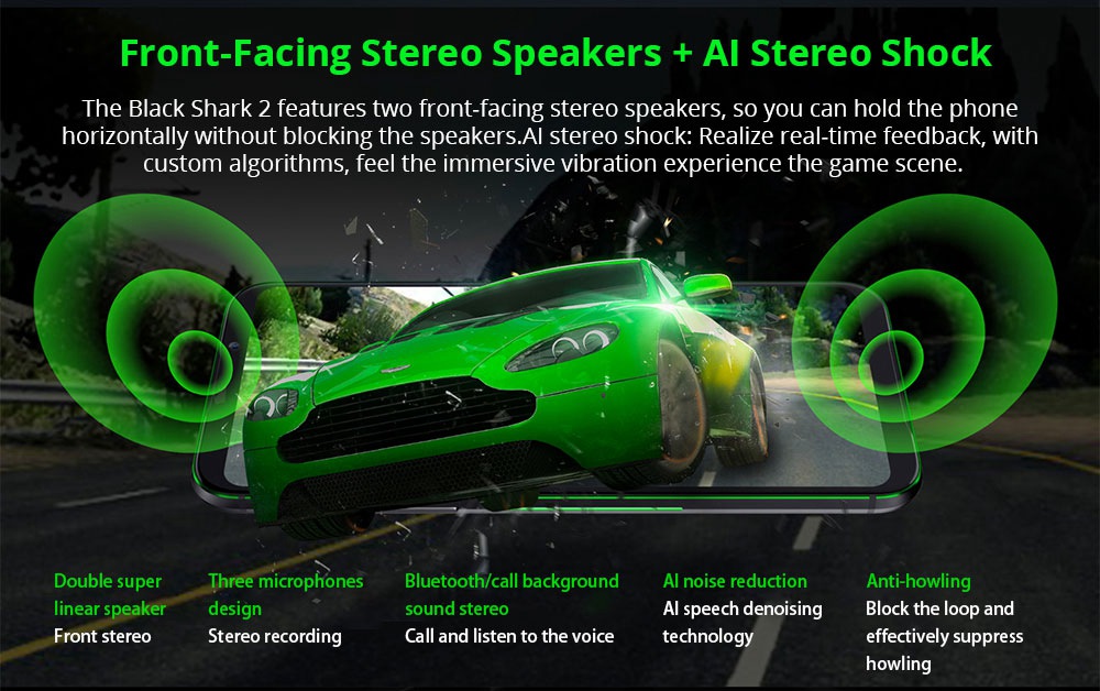 Xiaomi Black Shark 2 6.39 Inch 4G LTE Gaming Smartphone Snapdragon 855 12GB 256GB 48.0MP+12.0MP Dual Rear Cameras Android 8.1 In-display Fingerprint Quick Charging - Silver