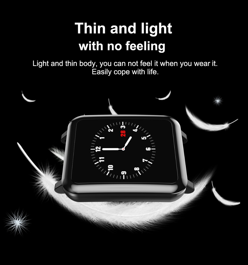 Makibes T2 Smart Watch 1.3 Inch IPS Screen Heart Rate Blood Pressure Monitor IP67 Multi Sports Modes - Black