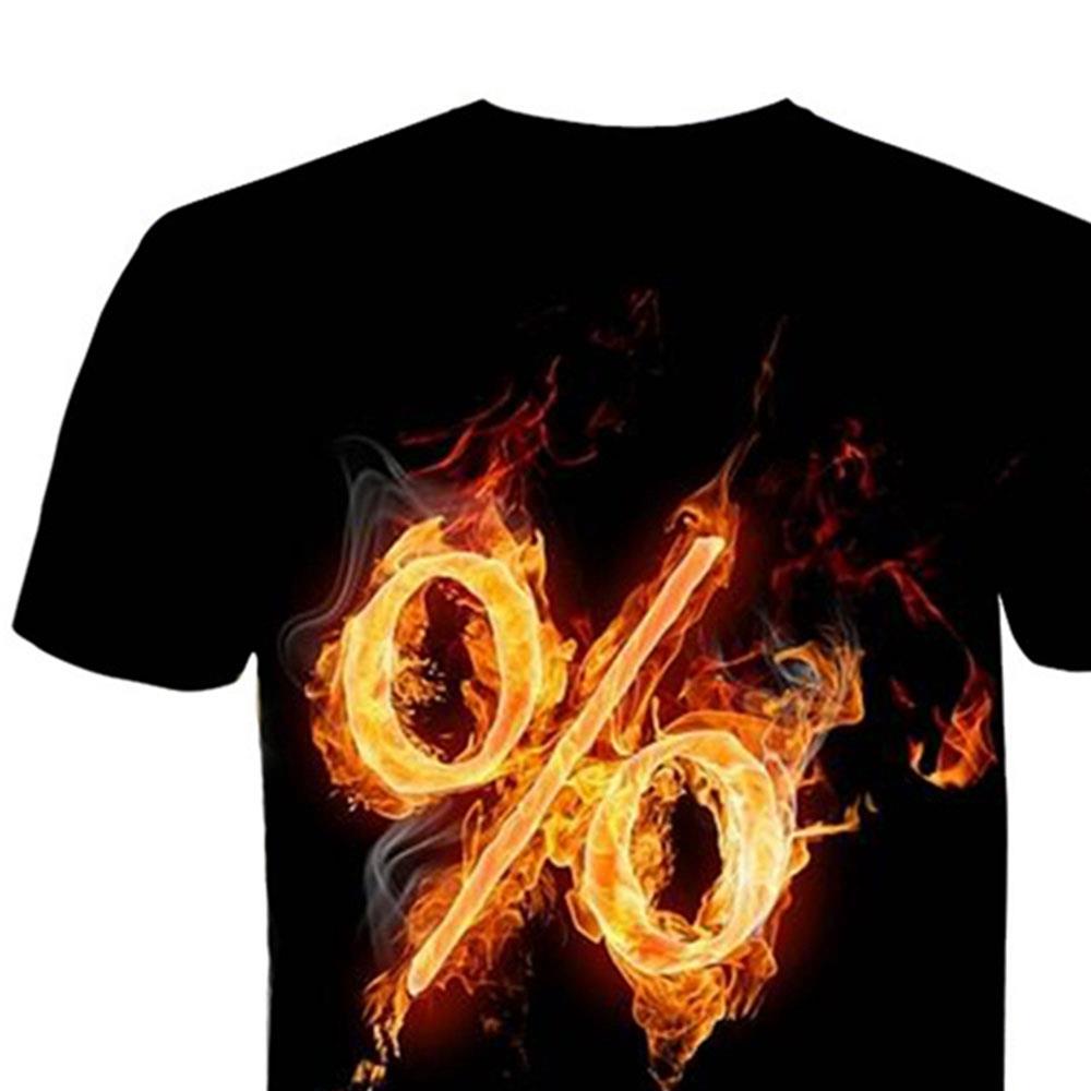 T29 Men 3D Printed T-shirt Sports Casual Short Sleeve Round Neck Tops Size L - Black