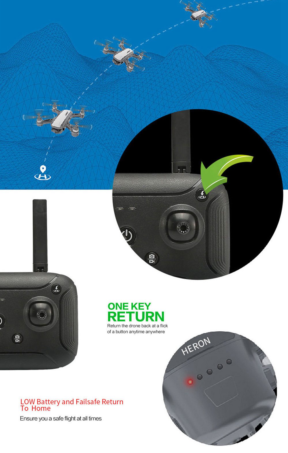 JJRC X9 Heron 1080P GPS 5G WiFi FPV Brushless RC Drone Optical Flow Positioning RTF Black - Three Battery