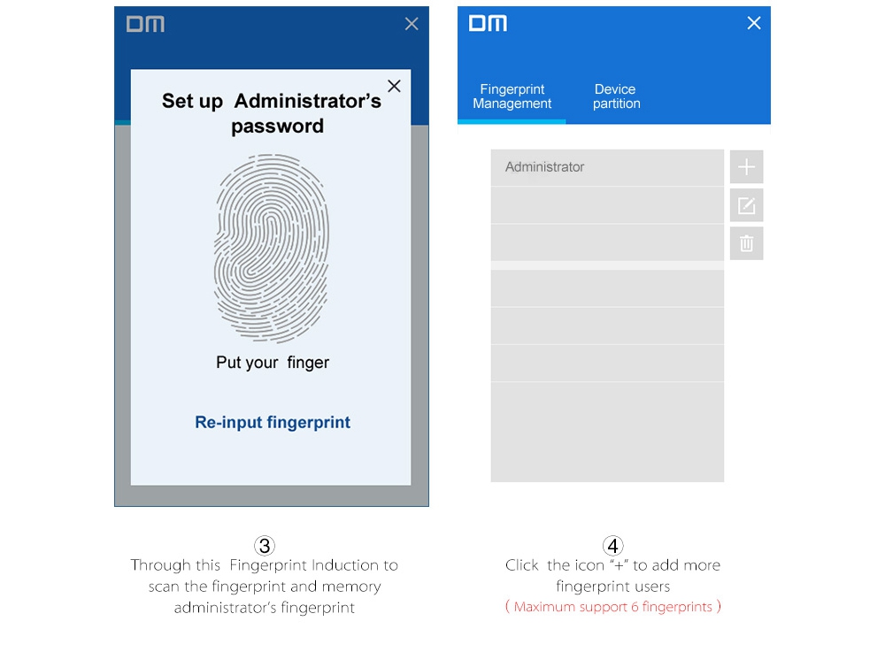 DM PD062 32GB USB3.0 Flash Drive Fingerprint Encryption Security Memory Disk - Silver
