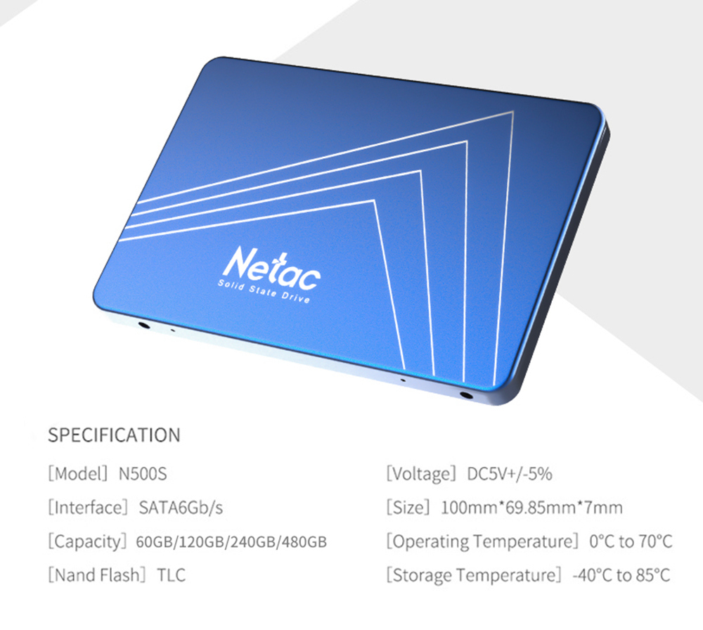 Netac N500S 960GB SSD 2.5 Inch Solid State Drive SATA3 Interface Reading Speed 500MB/s - Blue