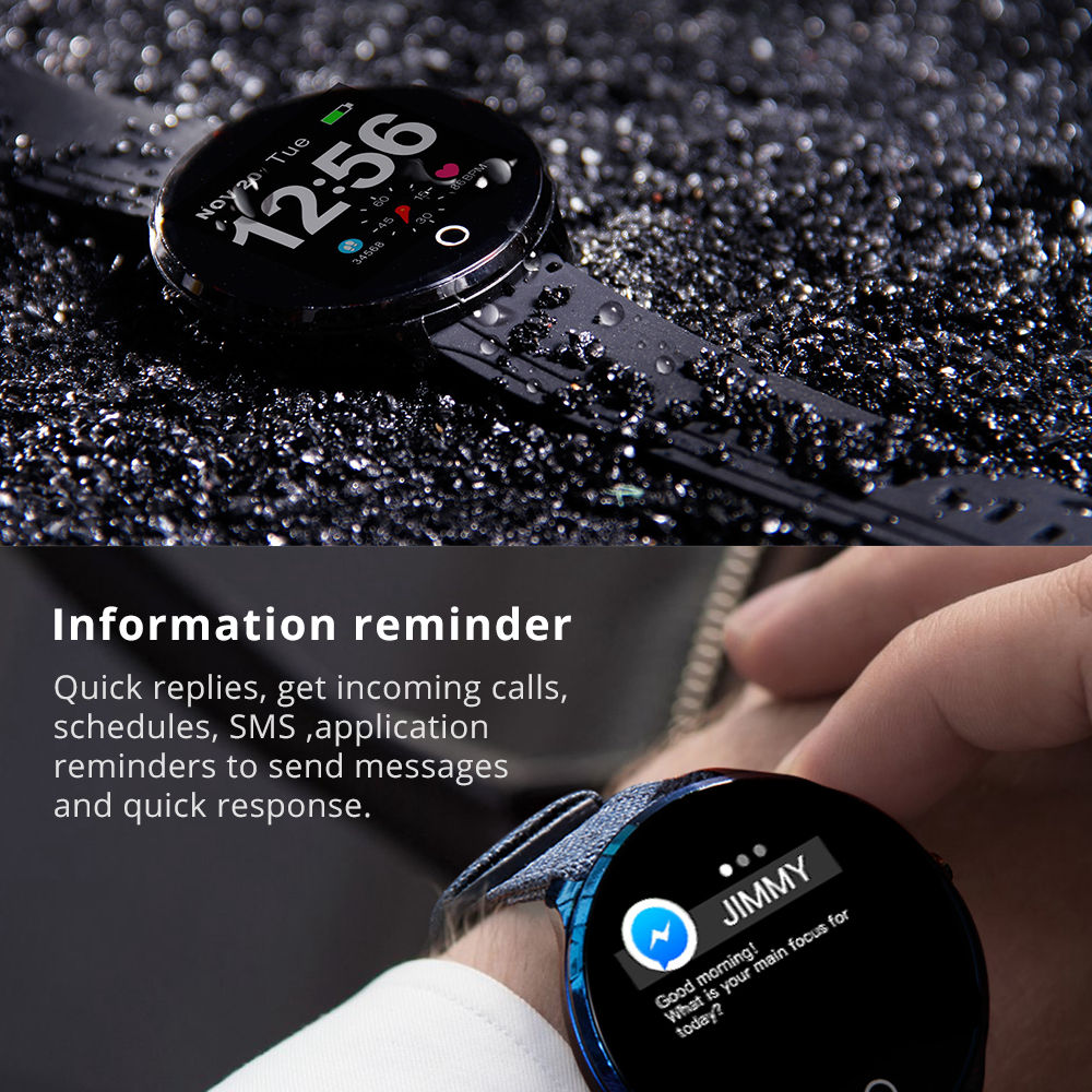 Makibes T4 Pro Smart Watch 1.3 Inch TFT Screen IP67 Heart Rate Blood Pressure Oxygen Sleep Monitor PU Strap - Black
