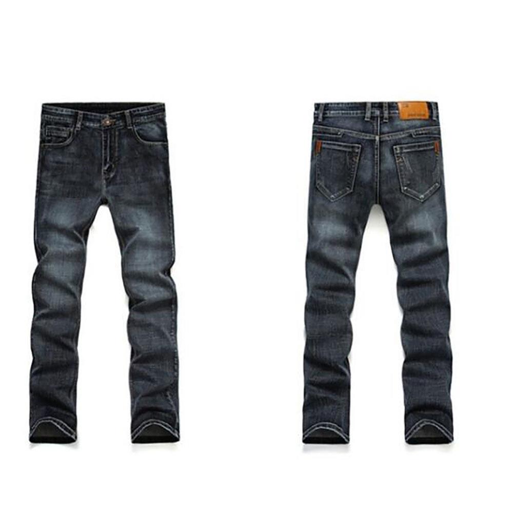 TL86 Men Elastic Jeans Straight Slim Long Pants Size 34 - Black