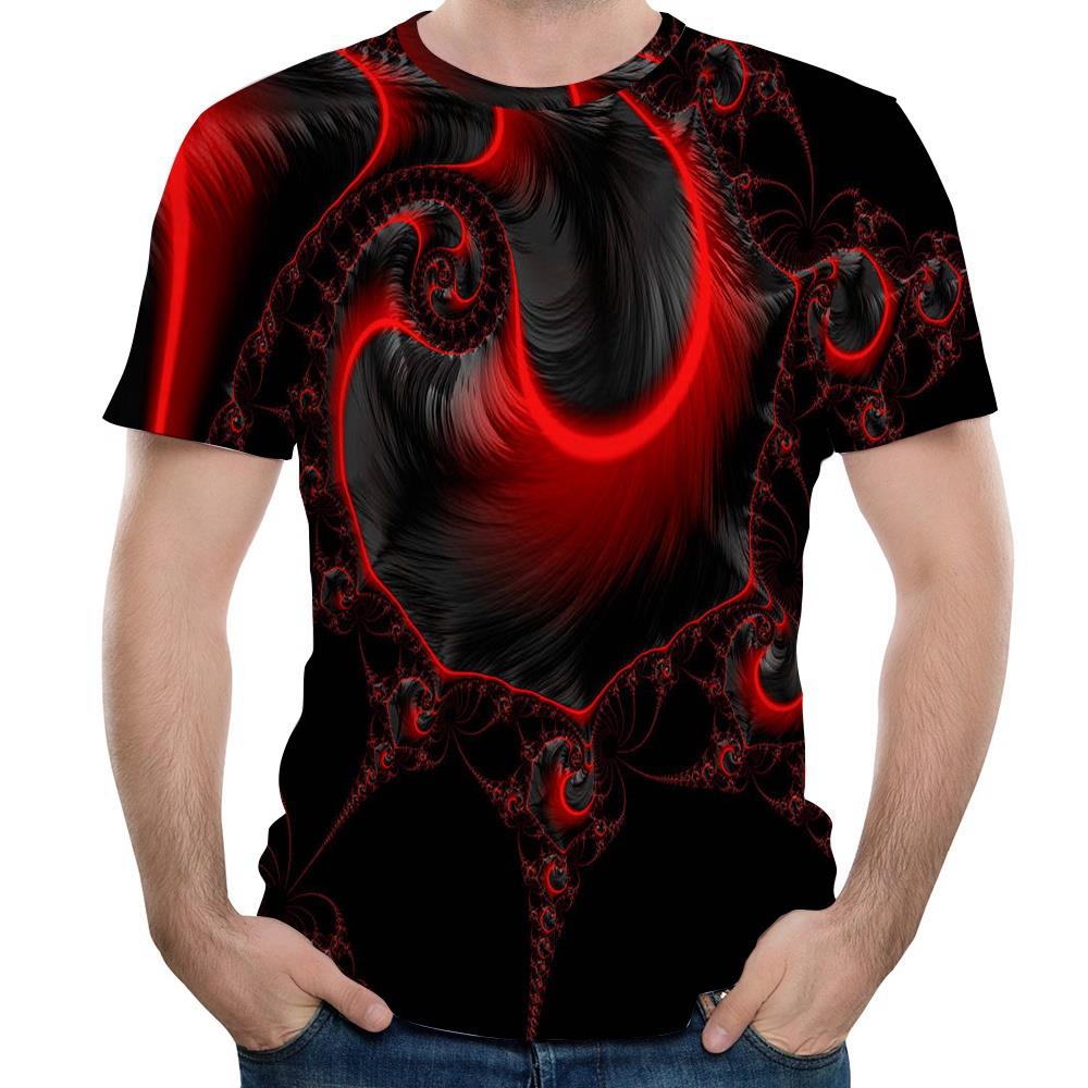 FD26 Men 3D Printed T-shirt Sports Casual Short Sleeve Round Neck Tops Size M - Red