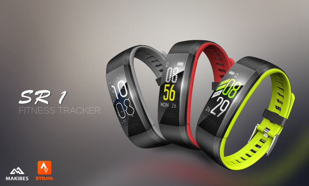 Makibes SR1 Smart Bracelet 0.96 Inch LCD Screen Heart Rate Sleep Monitor IP68 Waterproof Band Support Strava - Gray
