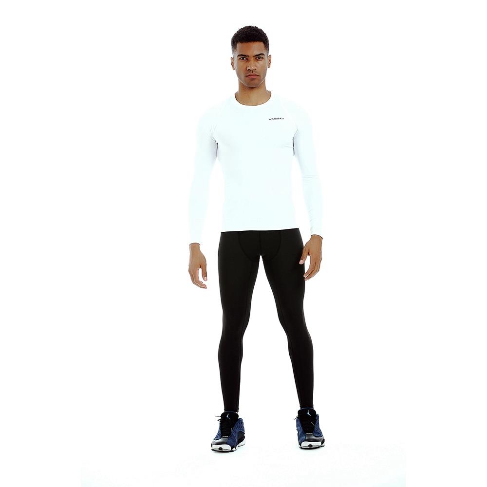 AK34 Men Fitness Sports Training Elastic Long Sleeve Tops T-Shirts Size L - White