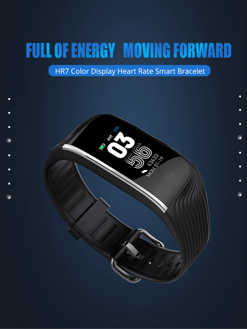 Makibes HR7 Smart Bracelet Sports Fitness Band 0.96 Inch TFT Screen Heart Rate Sleep Monitor IP68 - Black