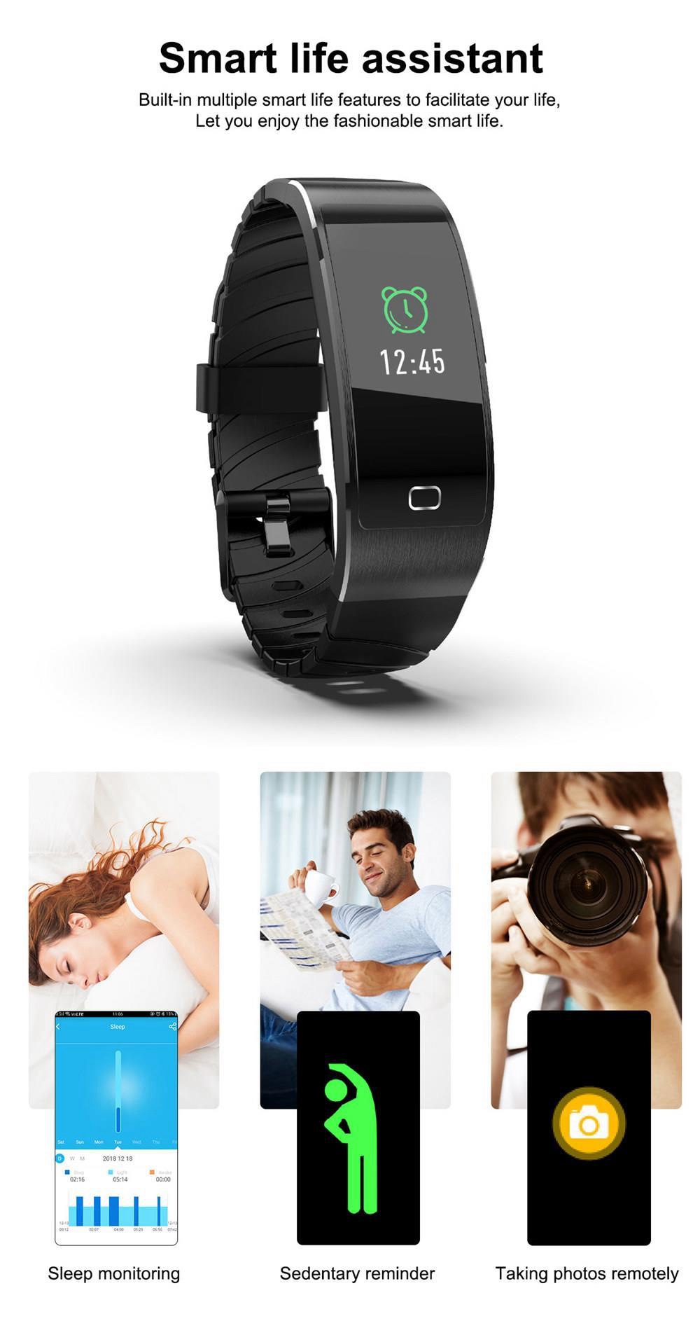 Makibes HR6 Smart Bracelet 0.96 Inch TFT Screen Heart Rate Sleep Monitor IP68 Multi Sports Modes - Black