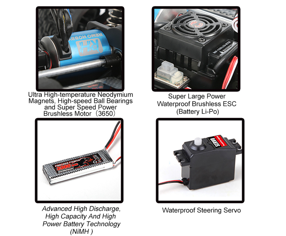 Remo Hobby 1035 1/10 2.4G 4WD Brushless Waterproof ESC Off-Road Monster Truck RC Car RTR - RED