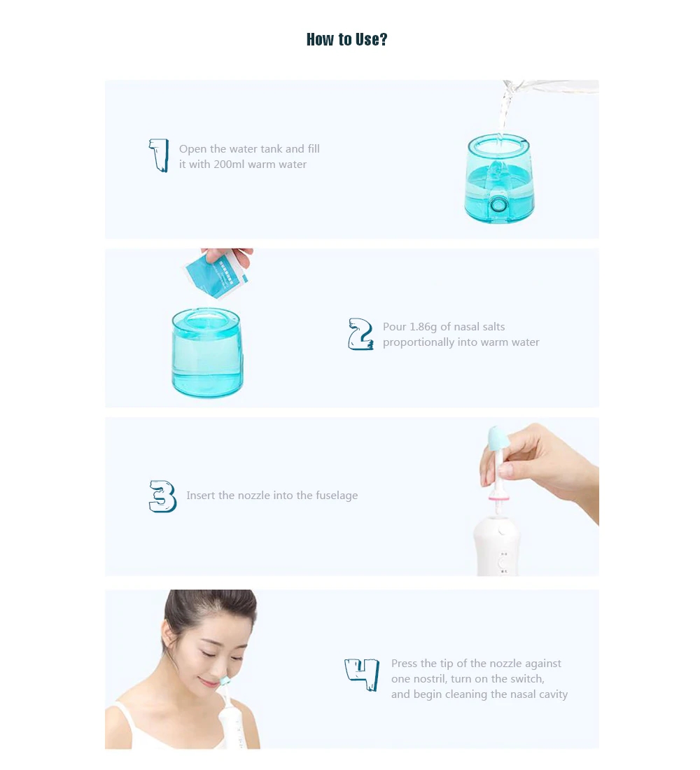 Xiaomi Miaomiaoce Electric Nasal Wash Set Sinus & Allergies Relief Nasal Pressure Rinse Device - White